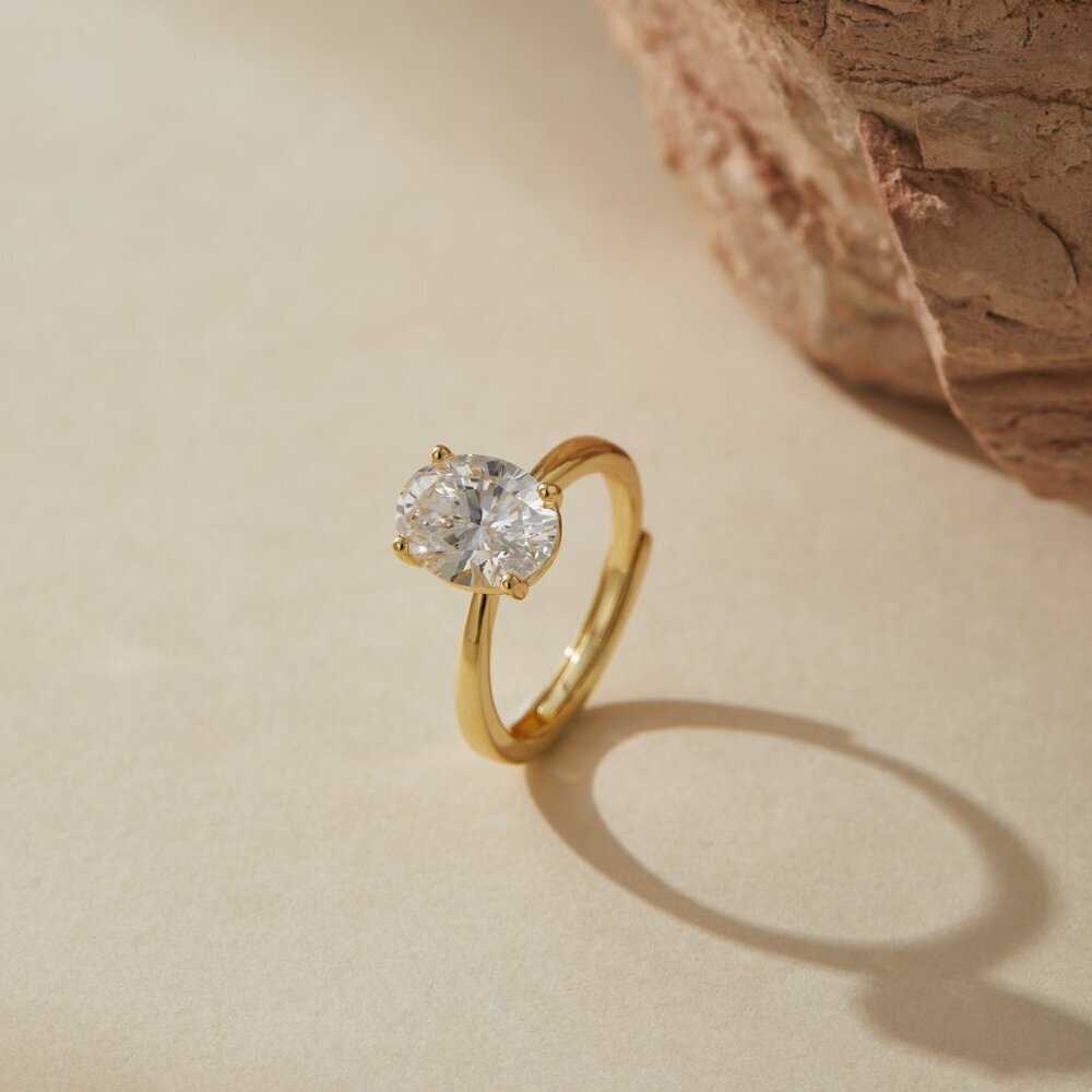 Sterling Silver 1 ct Oval CZ Solitaire Ring 1ct Adjustable Band Museori - Picture 6 of 13